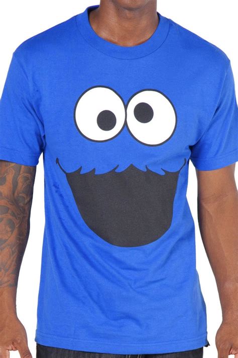 Cookie Monster T Shirts Adults - Adult Men's Sesame Street Cookie Monster Face T-Shirt: Great @ Parties